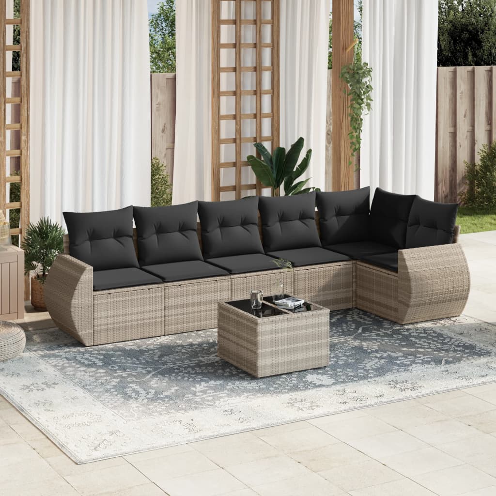 vidaXL 6-piece Lounge Set with Cushions Poly Rattan Black