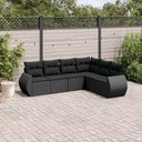 vidaXL 6-Piece Lounge Set with Cushions Poly Rattan Black