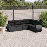 vidaXL 6-Piece Lounge Set with Cushions Poly Rattan Black