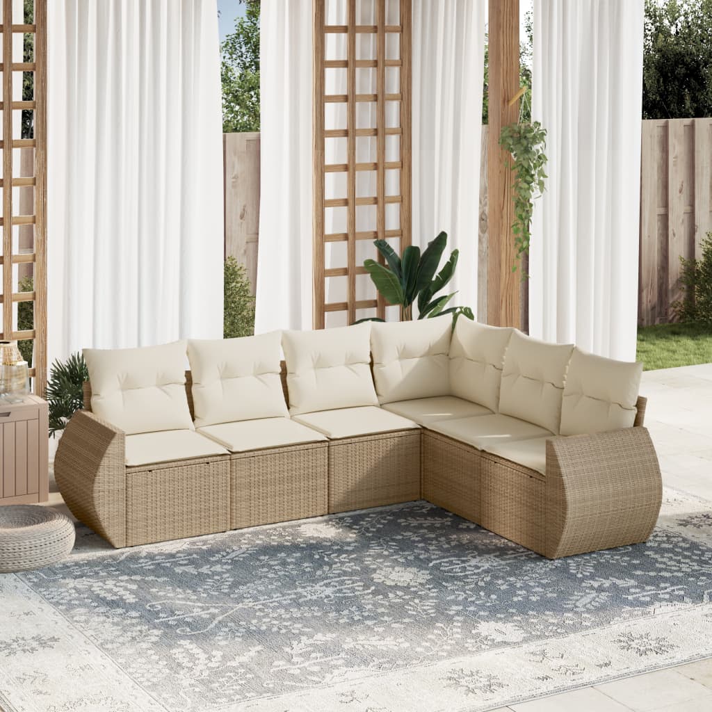 vidaXL 6-Piece Lounge Set with Cushions Poly Rattan Black