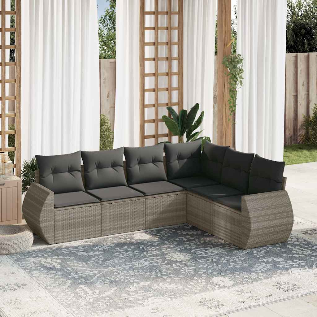 vidaXL 6-Piece Lounge Set with Cushions Poly Rattan Black