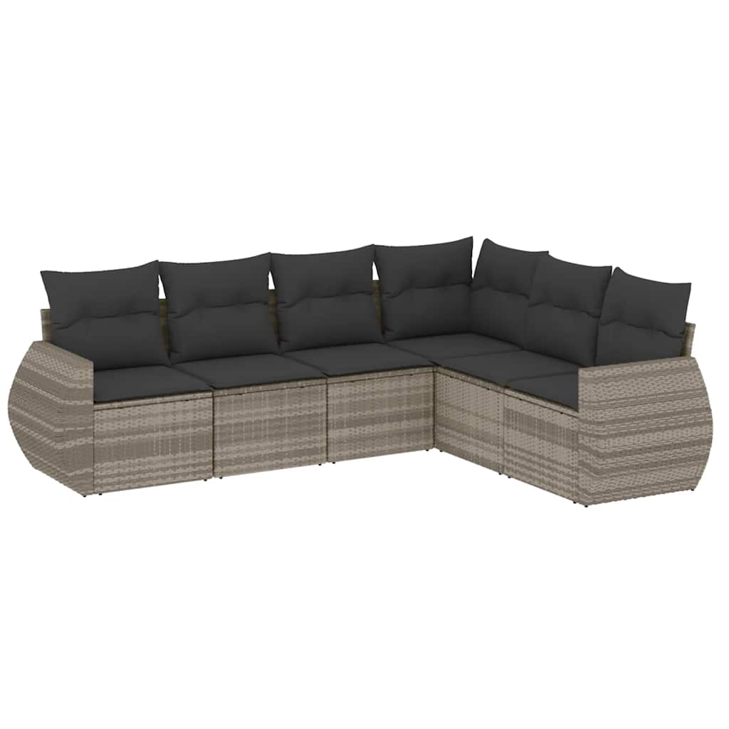 vidaXL 6-Piece Lounge Set with Cushions Poly Rattan Black