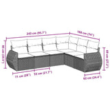 vidaXL 6-Piece Lounge Set with Cushions Poly Rattan Black