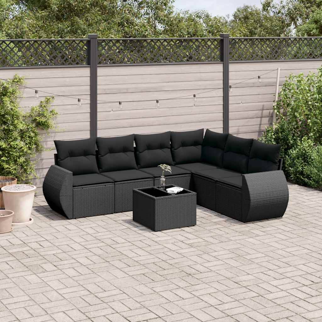 vidaXL 6-Piece Lounge Set with Cushions Poly Rattan Black