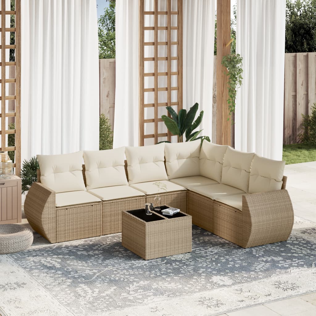 vidaXL 6-Piece Lounge Set with Cushions Poly Rattan Black