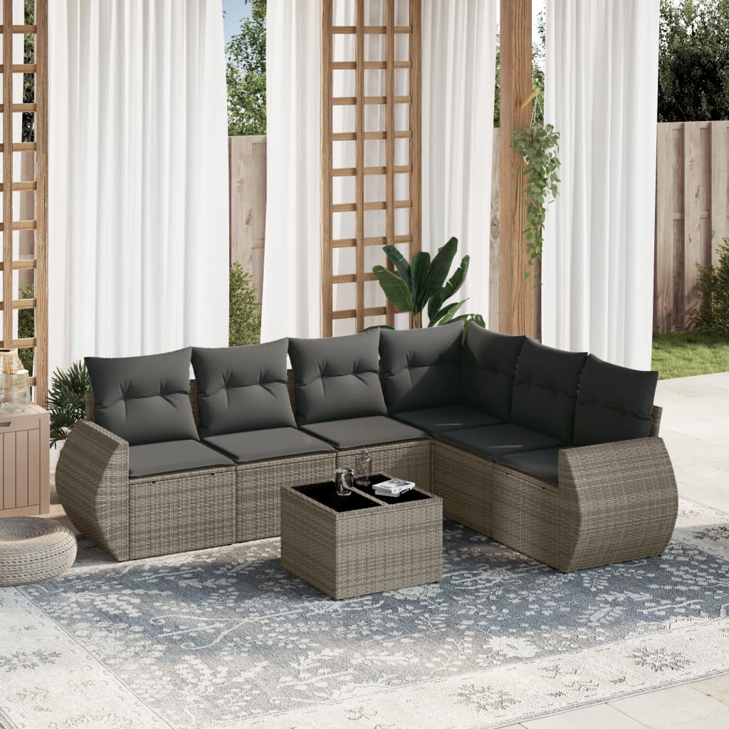 vidaXL 6-Piece Lounge Set with Cushions Poly Rattan Black