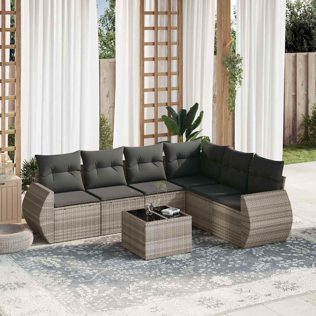 vidaXL 6-Piece Lounge Set with Cushions Poly Rattan Black