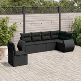 vidaXL 6-Piece Lounge Set with Cushions Poly Rattan Black