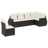 vidaXL 6-Piece Lounge Set with Cushions Poly Rattan Black