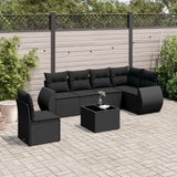 vidaXL 6-Piece Lounge Set with Cushions Poly Rattan Black