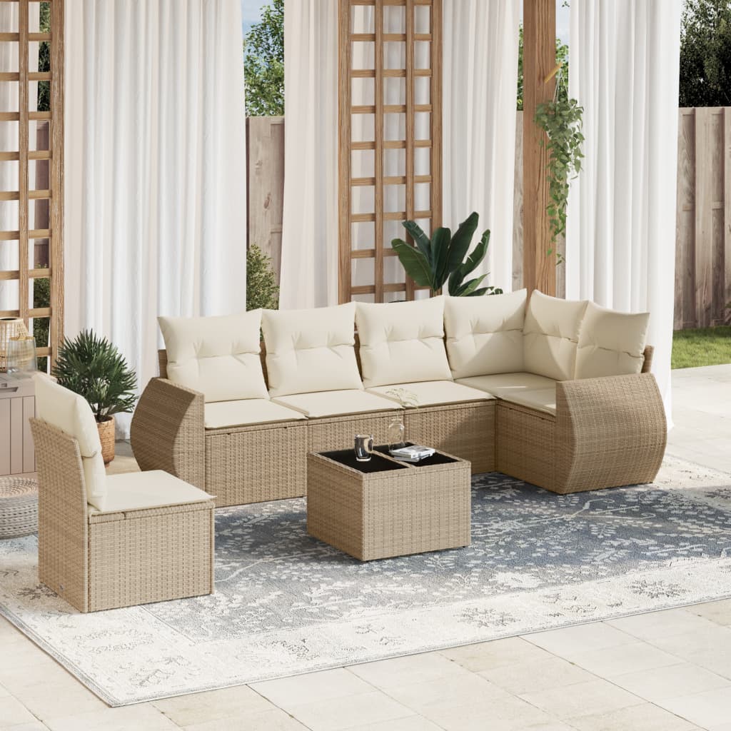 vidaXL 6-Piece Lounge Set with Cushions Poly Rattan Black
