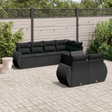 vidaXL 7-delige Loungeset met kussens poly rattan zwart