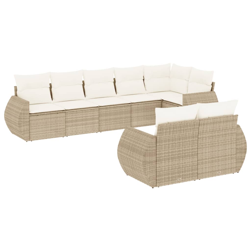 vidaXL 8-delige Loungeset met kussens poly rattan zwart