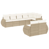 vidaXL 8-delige Loungeset met kussens poly rattan zwart