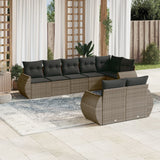 vidaXL 8-delige Loungeset met kussens poly rattan zwart