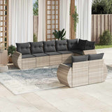 vidaXL 8-delige Loungeset met kussens poly rattan zwart