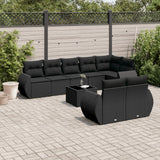 vidaXL 8-delige Loungeset met kussens poly rattan zwart