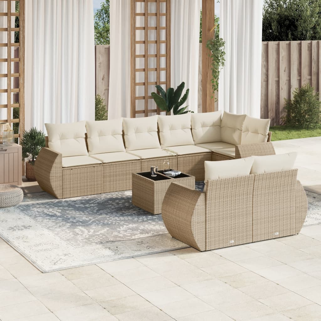 vidaXL 8-delige Loungeset met kussens poly rattan zwart