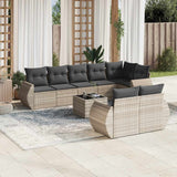 vidaXL 8-delige Loungeset met kussens poly rattan zwart