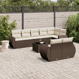 vidaXL 8-delige Loungeset met kussens poly rattan zwart