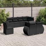 vidaXL 8-piece Lounge Set with Cushions Poly Rattan Black