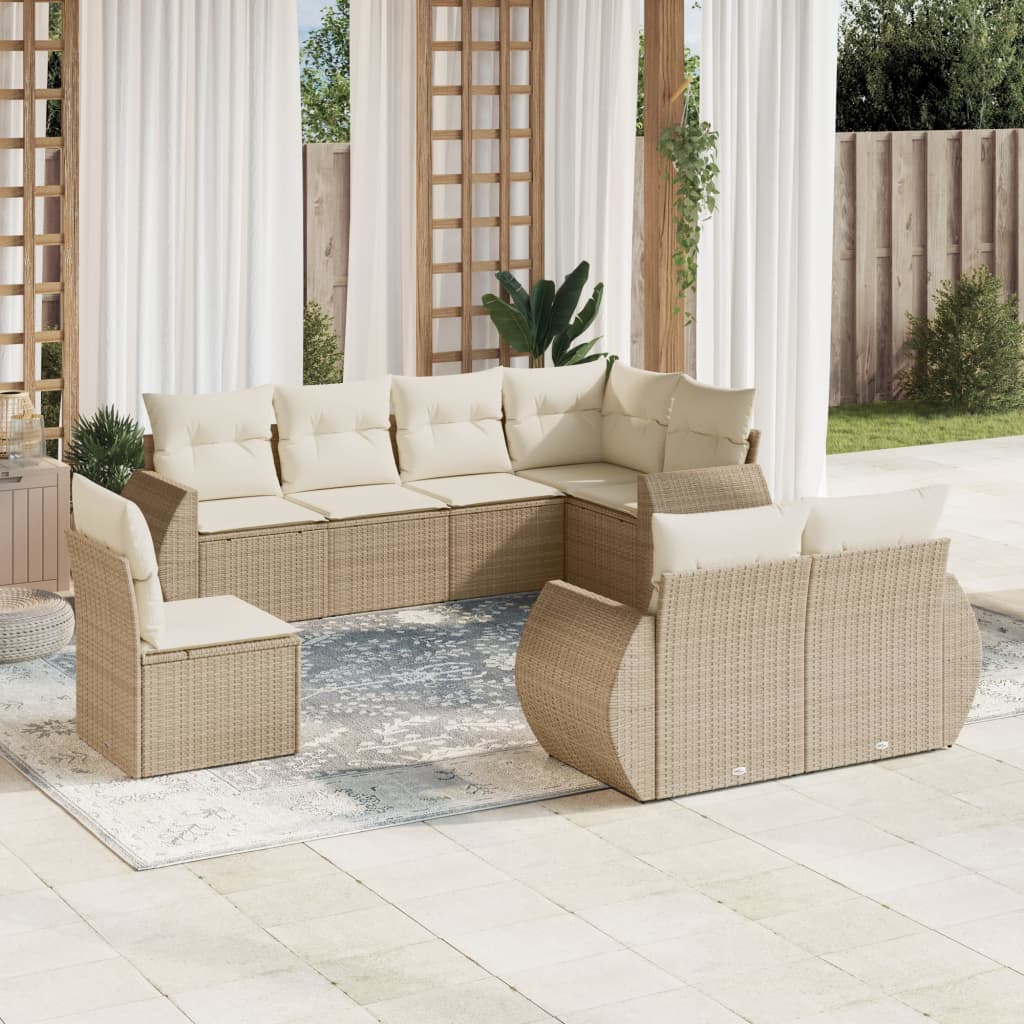 vidaXL 8-piece Lounge Set with Cushions Poly Rattan Black