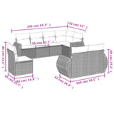 vidaXL 8-piece Lounge Set with Cushions Poly Rattan Black