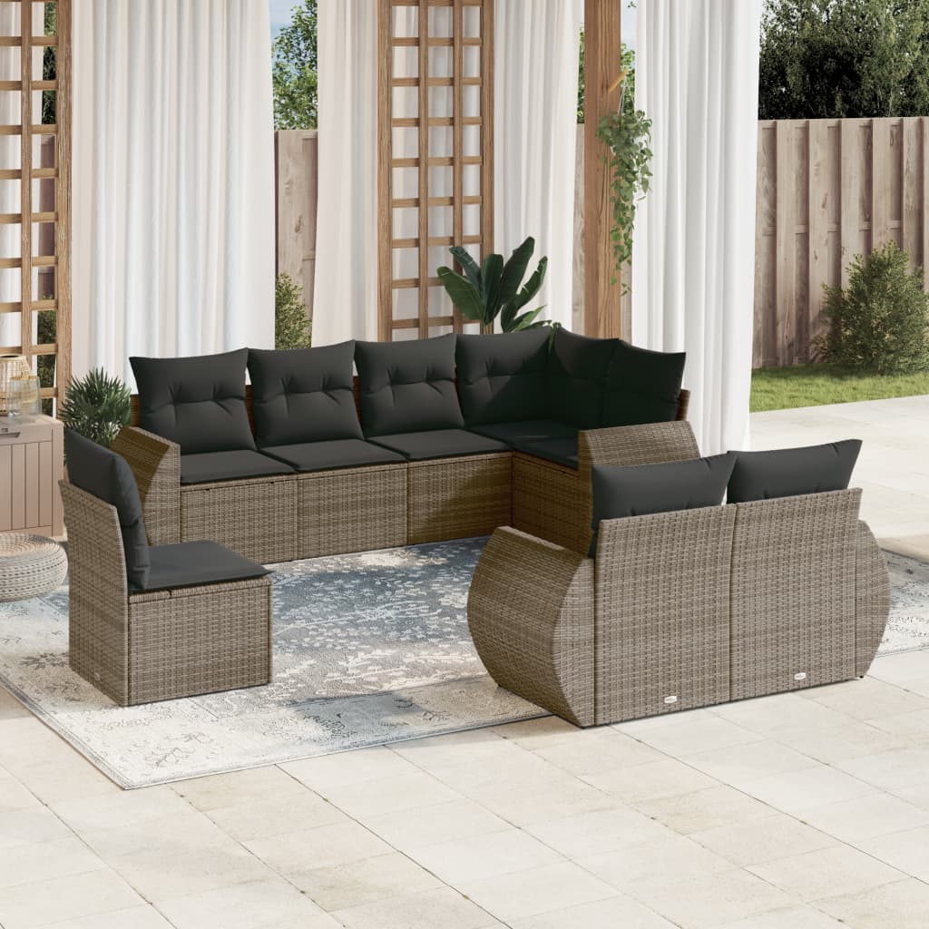 vidaXL 8-piece Lounge Set with Cushions Poly Rattan Black