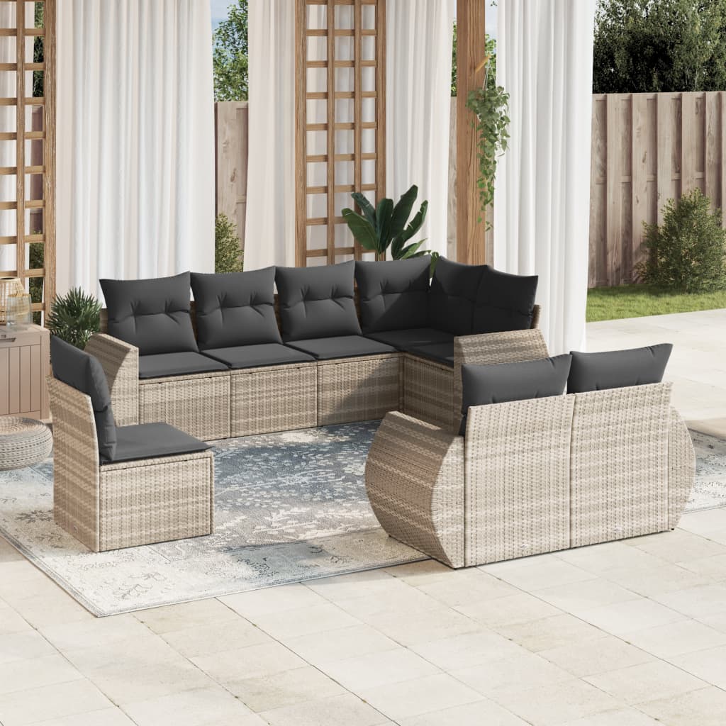vidaXL 8-piece Lounge Set with Cushions Poly Rattan Black