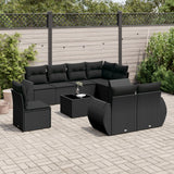 vidaXL 8-piece Lounge Set with Cushions Poly Rattan Black