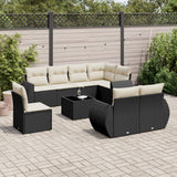 vidaXL 8-piece Lounge Set with Cushions Poly Rattan Black