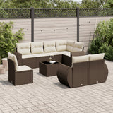 vidaXL 8-piece Lounge Set with Cushions Poly Rattan Black
