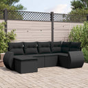 vidaXL 6-Piece Lounge Set with Cushions Poly Rattan Black