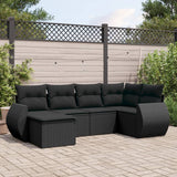 vidaXL 6-Piece Lounge Set with Cushions Poly Rattan Black