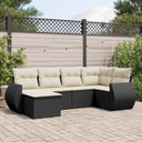 vidaXL 6-Piece Lounge Set with Cushions Poly Rattan Black