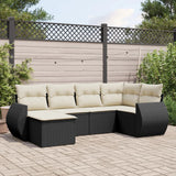 vidaXL 6-Piece Lounge Set with Cushions Poly Rattan Black