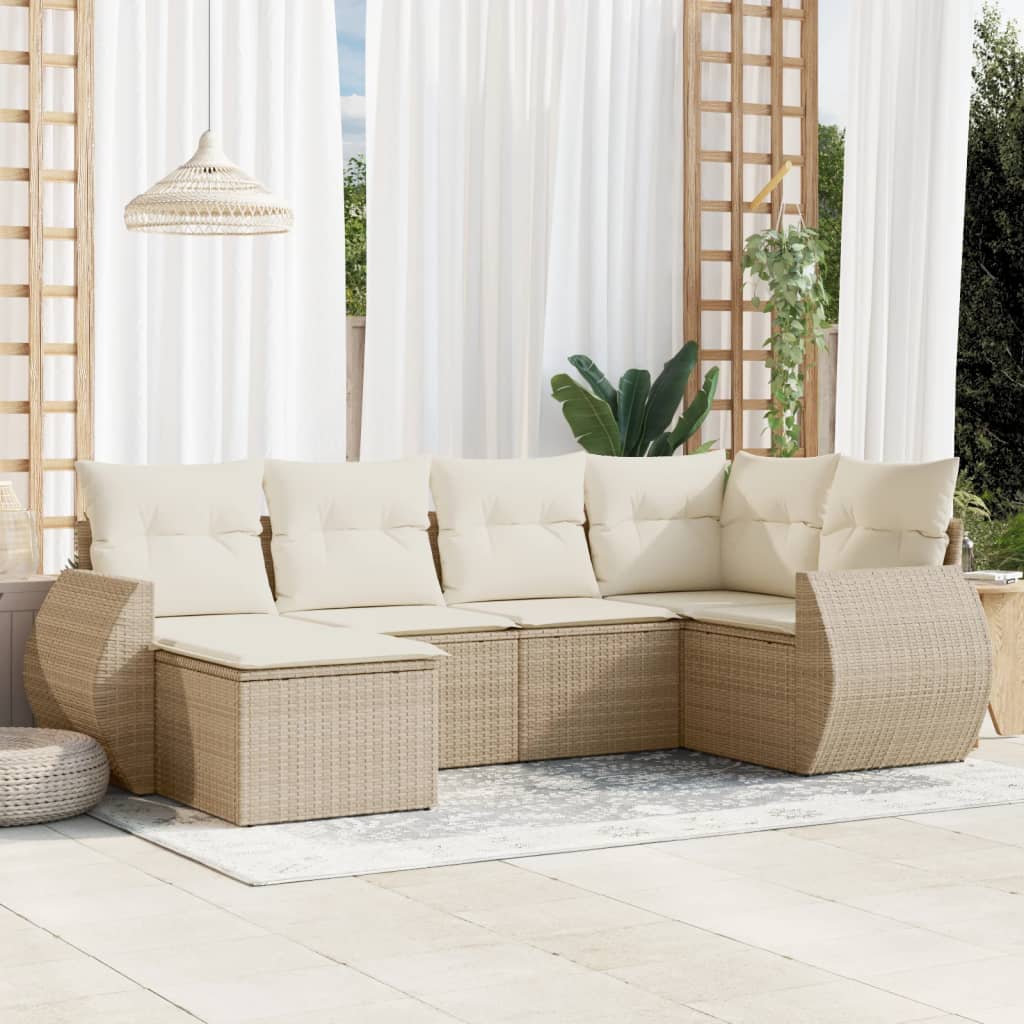 vidaXL 6-Piece Lounge Set with Cushions Poly Rattan Black