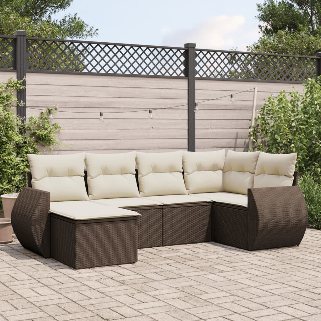 vidaXL 6-Piece Lounge Set with Cushions Poly Rattan Black