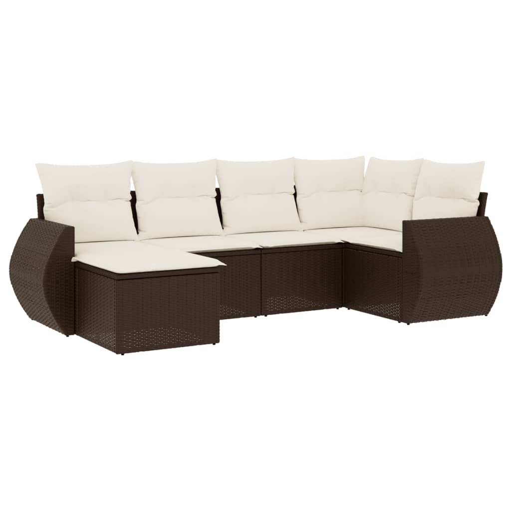 vidaXL 6-Piece Lounge Set with Cushions Poly Rattan Black