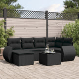 vidaXL 6-Piece Lounge Set with Cushions Poly Rattan Black