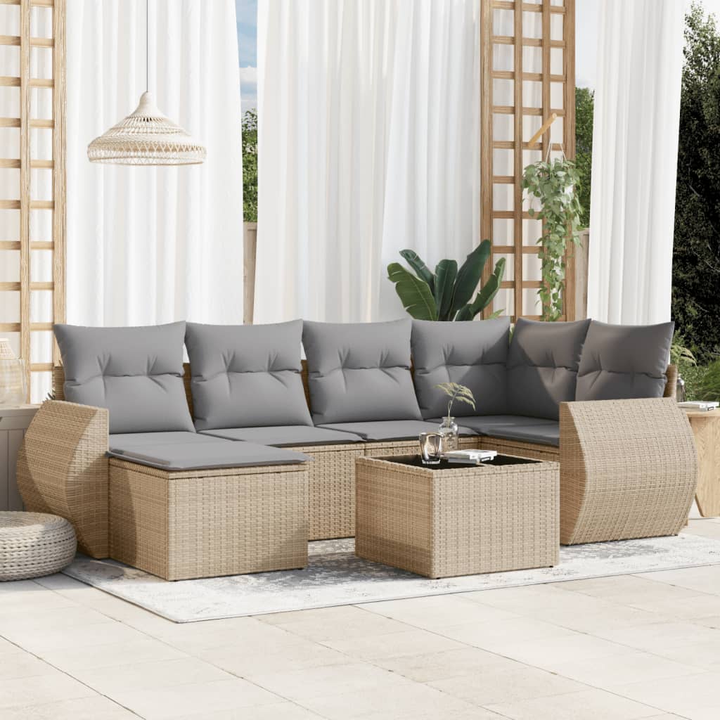 vidaXL 6-Piece Lounge Set with Cushions Poly Rattan Black