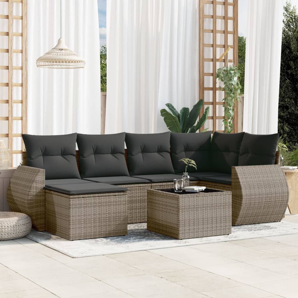 vidaXL 6-Piece Lounge Set with Cushions Poly Rattan Black