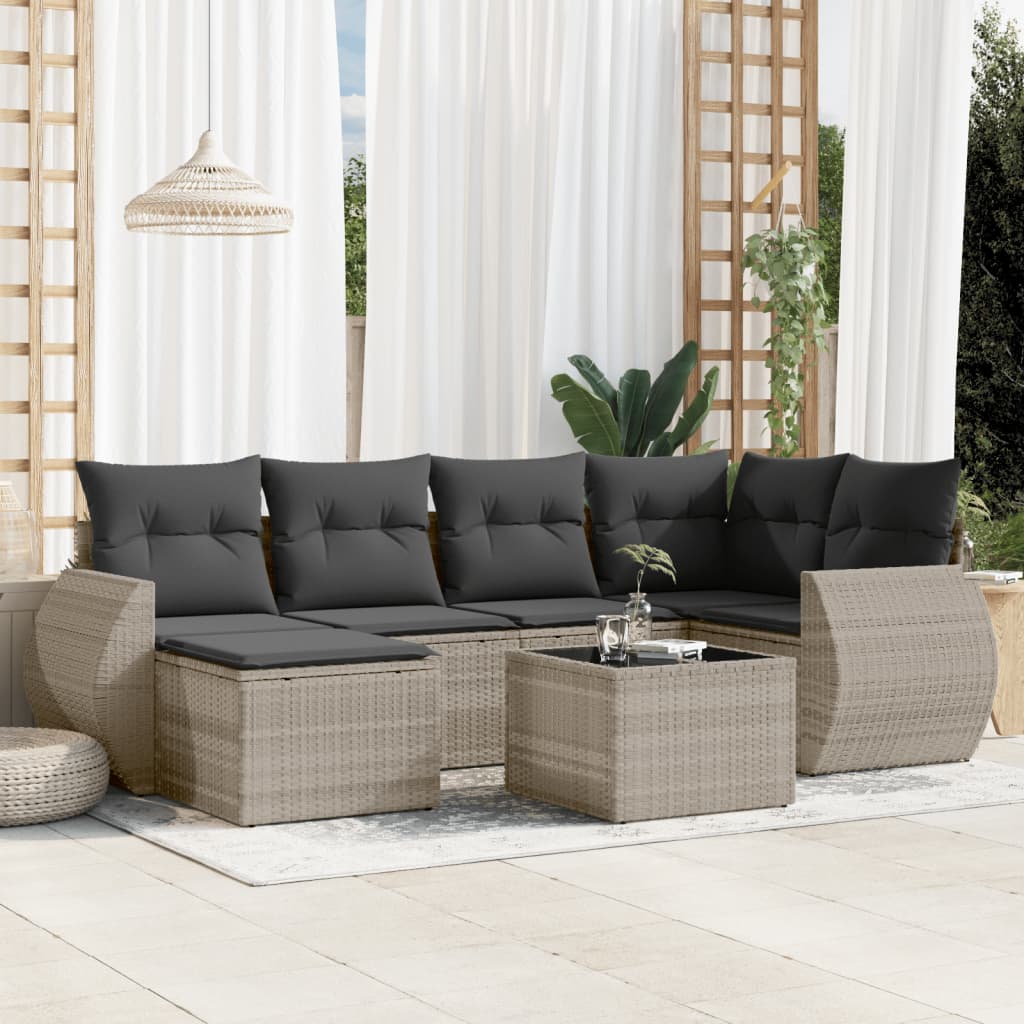 vidaXL 6-Piece Lounge Set with Cushions Poly Rattan Black