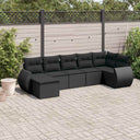 vidaXL 7-delige Loungeset met kussens poly rattan zwart