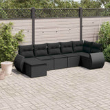 vidaXL 7-delige Loungeset met kussens poly rattan zwart