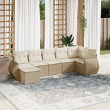 vidaXL 7-delige Loungeset met kussens poly rattan zwart