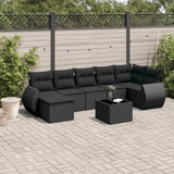vidaXL 7-delige Loungeset met kussens poly rattan zwart