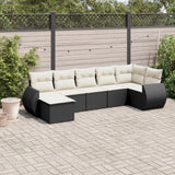 vidaXL 7-delige Loungeset met kussens poly rattan zwart