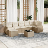 vidaXL 7-delige Loungeset met kussens poly rattan zwart