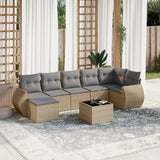 vidaXL 7-delige Loungeset met kussens poly rattan zwart